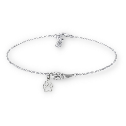 Bracciale Ala d'Angelo e Zampa – In Ricordo del Tuo Animale