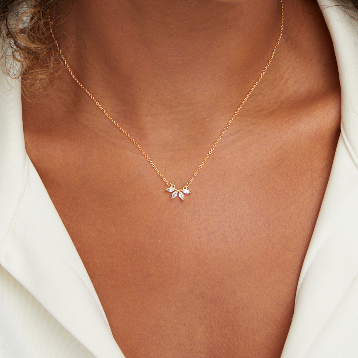 Collana con Pendente a Foglia in Cristallo Tiffany