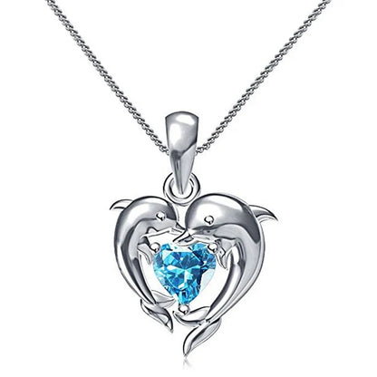 Collana Cuore Blu con Delfino