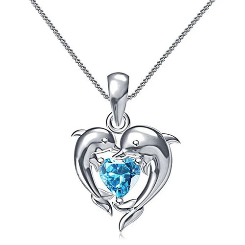 Collana Cuore Blu con Delfino