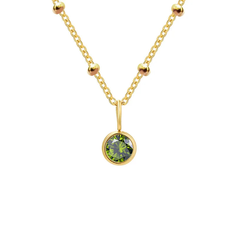 Collana con Pietra del Mese e Catena di Perline