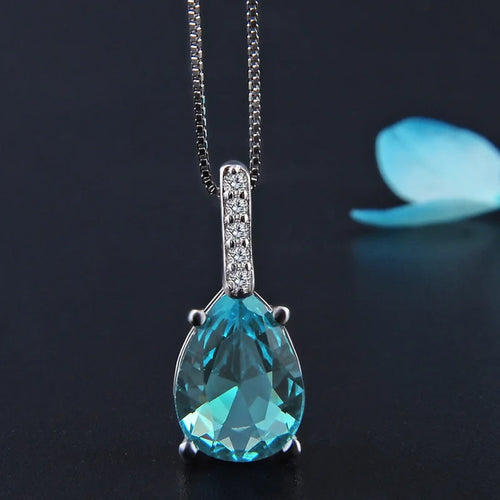 Collana in Argento Sterling con Pendente Blu a Goccia