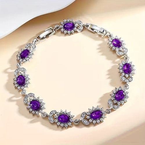 Bracciale floreale ametista in argento