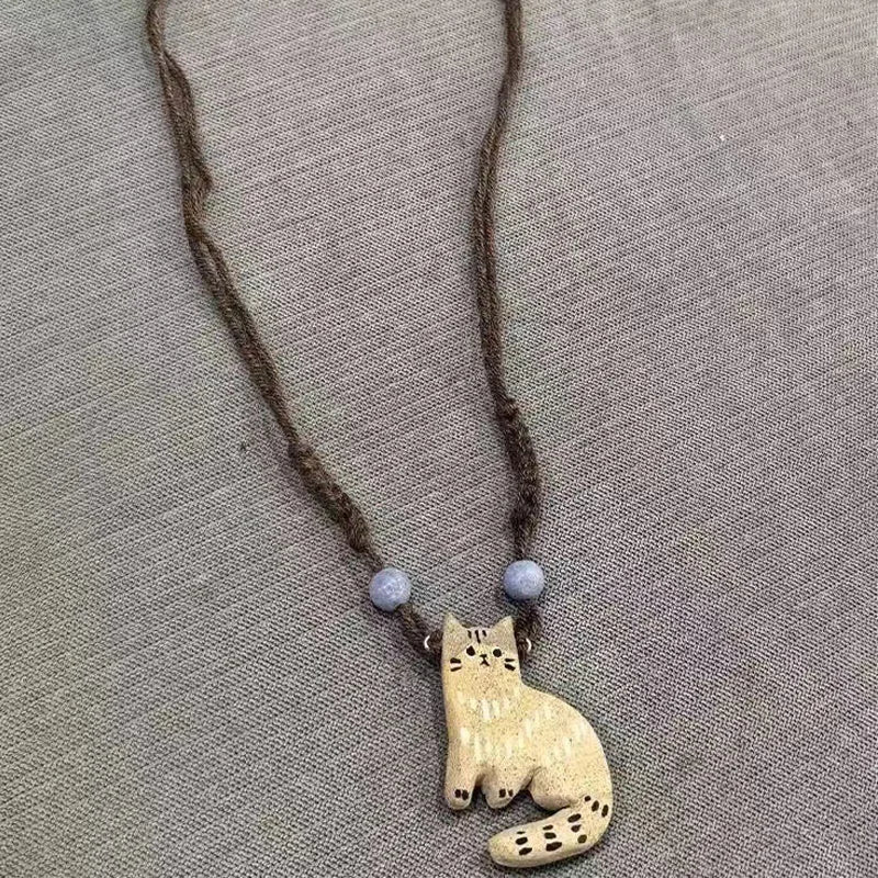 Collana con Pendente a Stella Vintage per Gatti