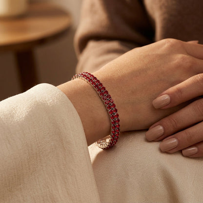 Bracciale Tennis in Rubino e Argento
