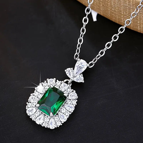 Collana Meliora Brenswyn | Color Oro Bianco e Verde Smeraldo