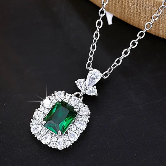 Collana Meliora Brenswyn | Color Oro Bianco e Verde Smeraldo
