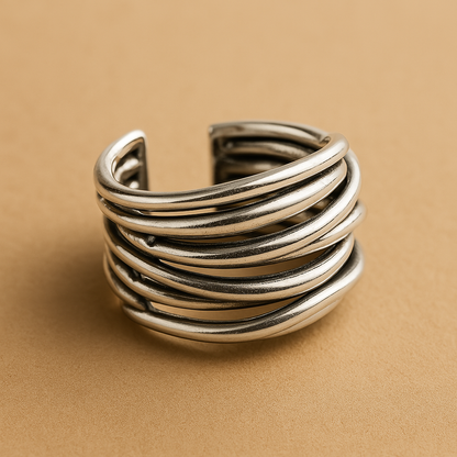 Anello Regolabile a Fasce in Argento Sterling 925