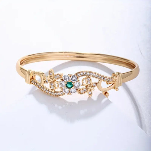 Bracciale Rigido Isla Beaumont | Dorato con Dettaglio Verde Smeraldo