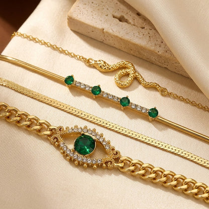 Set di Bracciali con Charm in Oro e Smeraldo