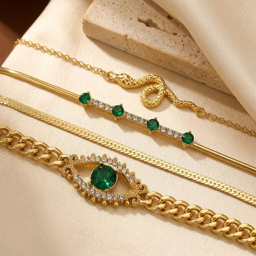 Set di Bracciali con Charm in Oro e Smeraldo