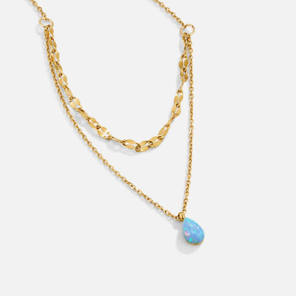 Collana a strati a goccia blu in opale