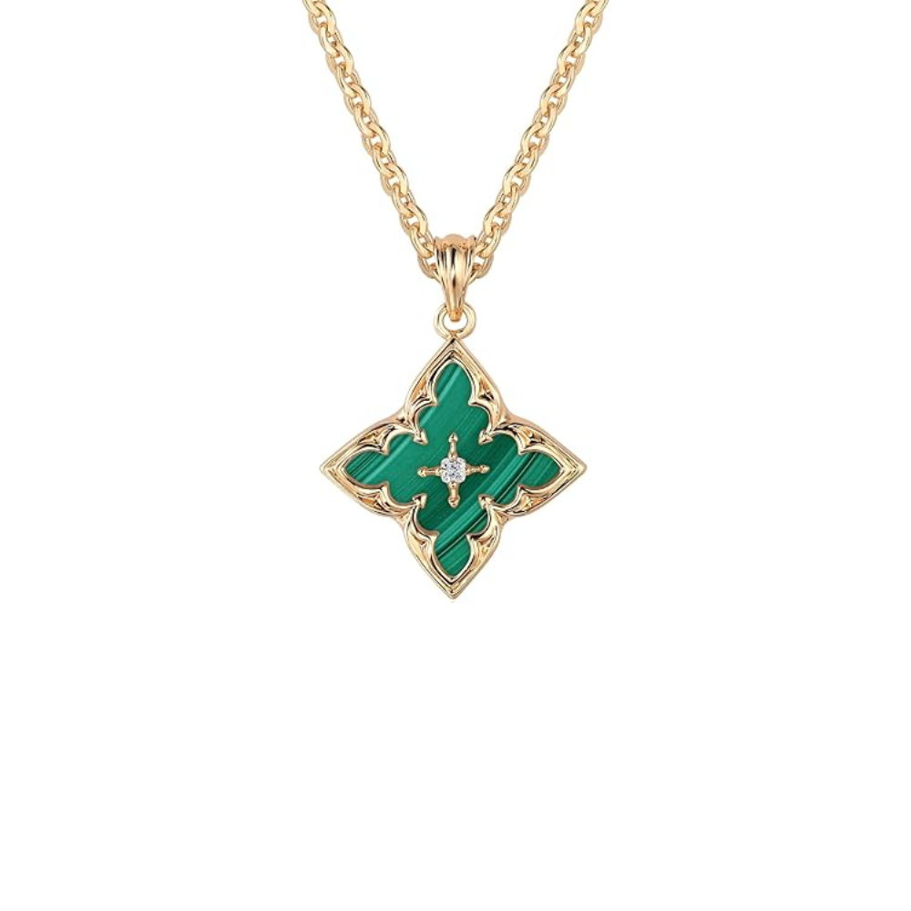 Collana con Pendente Trifoglio in Smeraldo | Oro