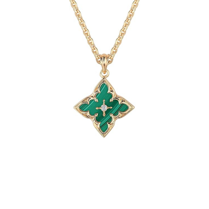 Collana con Pendente Trifoglio in Smeraldo | Oro