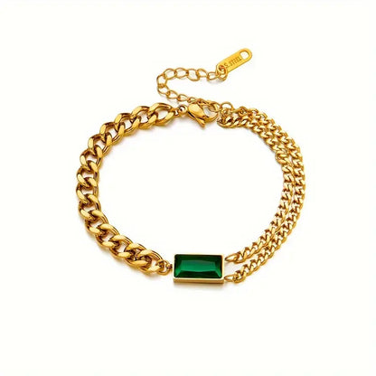 Bracciale a catena con barretta in oro ed ematite