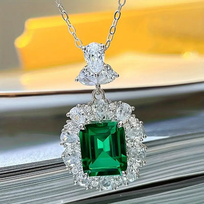 Collana Meliora Brenswyn | Color Oro Bianco e Verde Smeraldo