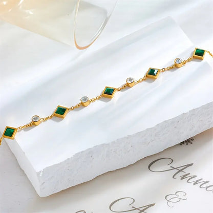 Bracciale Amelisse Glenwyn | Dorato con Pietre Verde Smeraldo