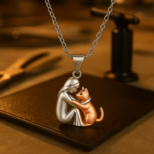 Collana Abbraccio con Ciondolo Gatto – Un Legame per Sempre