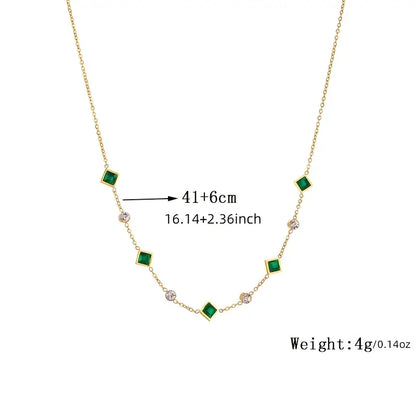 Collana Amelisse Glenwyn | Dorata con Pietre Verde Smeraldo