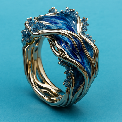 Anello Vintage Dorato “Oceano Ondulato”