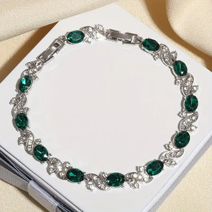 Bracciale Giada Bellini | Color Oro Bianco e Verde Smeraldo