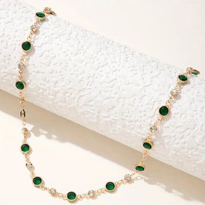 Collana Elira Vescari | Dorata con Pietre Verde Smeraldo