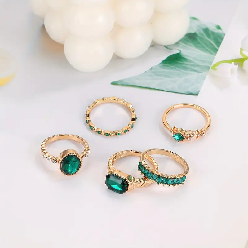 Set di Anelli Zaria Smeraldo Esclusivo | Oro
