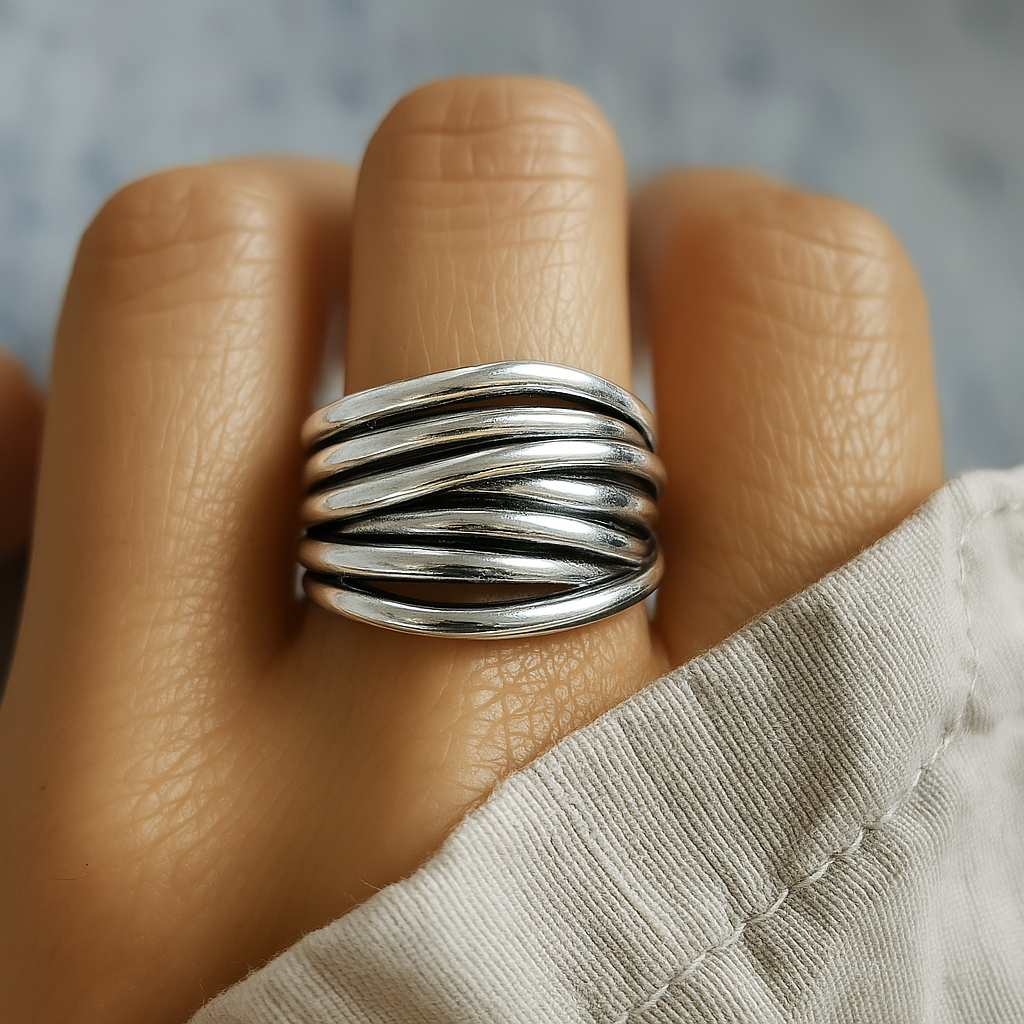 Anello Regolabile a Fasce in Argento Sterling 925