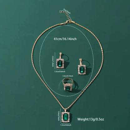 Set di Gioielli Sylvara Greenveil | Dorato con Pietre Verde Smeraldo