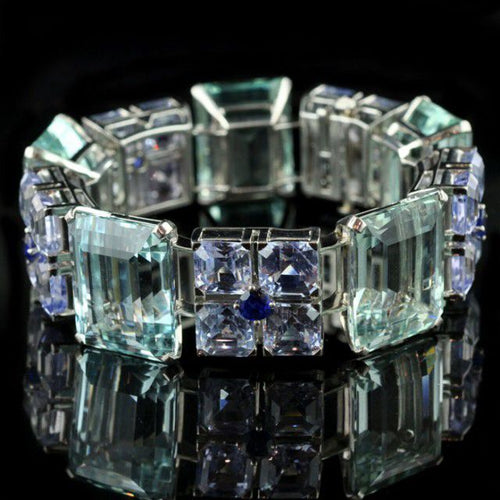 Bracciale Vintage in Vetro Verde e Blu