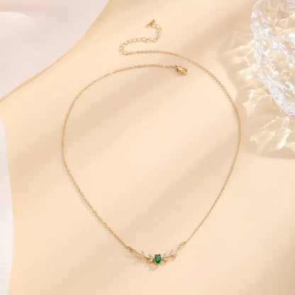 Collana Amira Valmorin | Dorata con Ramo e Pietra Verde Smeraldo