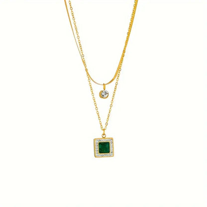 Collana Tirena Valeure | Dorata con Pendente Verde Smeraldo