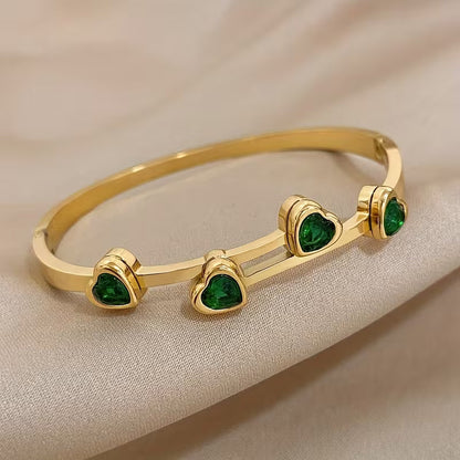 Bracciale Verde Hearts | Oro