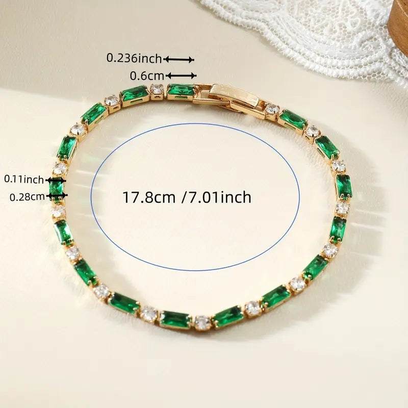Bracciale Tennis Miralyn Sevrine | Dorato con Pietre Verde Smeraldo