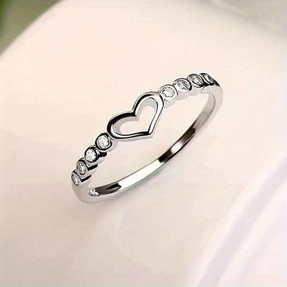 Anello Accento con Cristalli Cuore Aperto