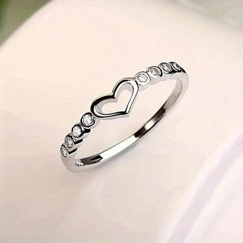 Anello Accento con Cristalli Cuore Aperto