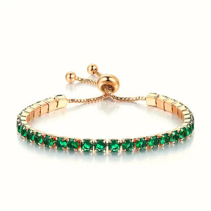 Bracciale Tennis Alessia Moreau | Dorato e Verde Smeraldo