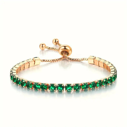 Bracciale Tennis Alessia Moreau | Dorato e Verde Smeraldo