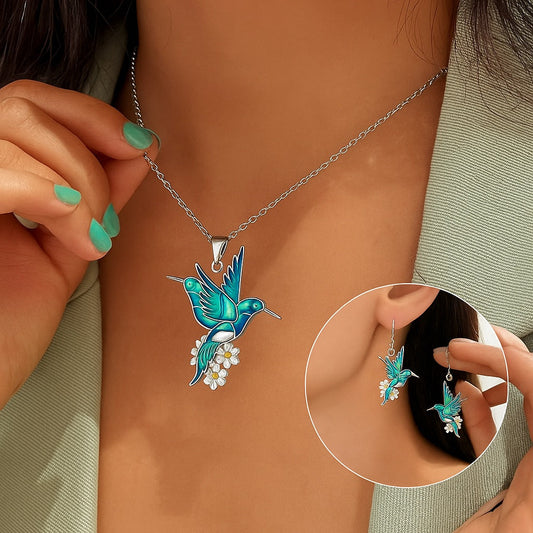Collana Colibrì in Argento 925 + Orecchini in Omaggio