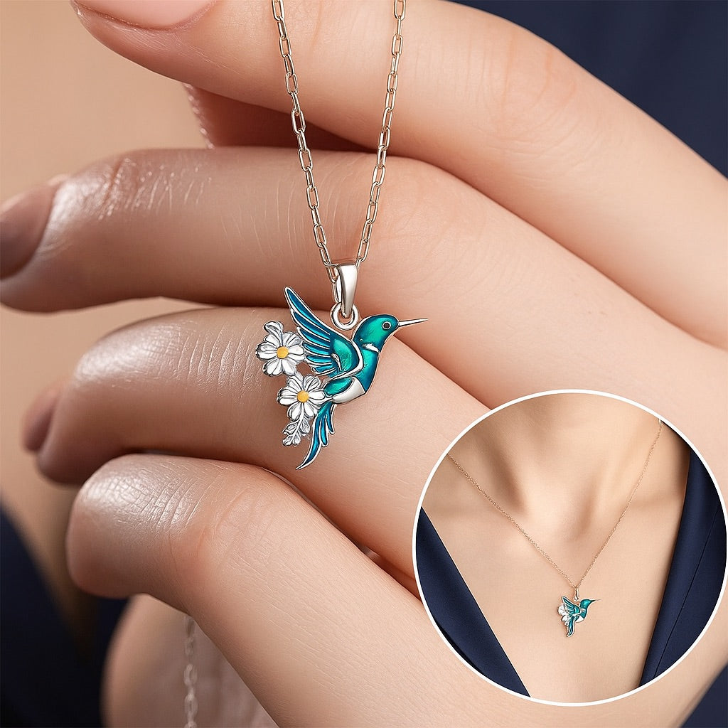 Collana Colibrì in Argento 925 + Orecchini in Omaggio