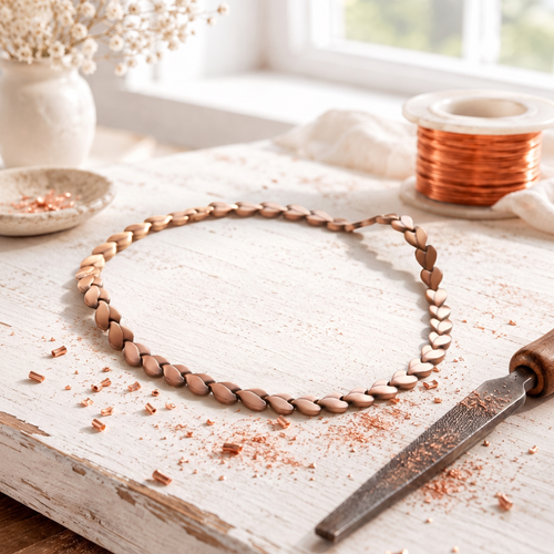 Copper Rose Laurel Necklace