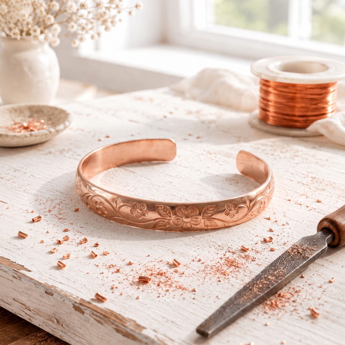 Bracciale in rame rosa Garland