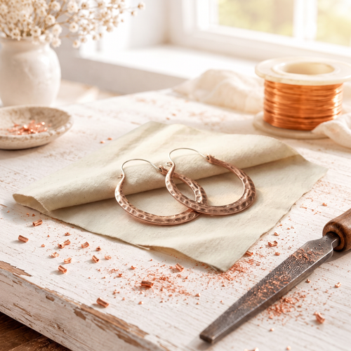 Pink Copper Forge Earrings