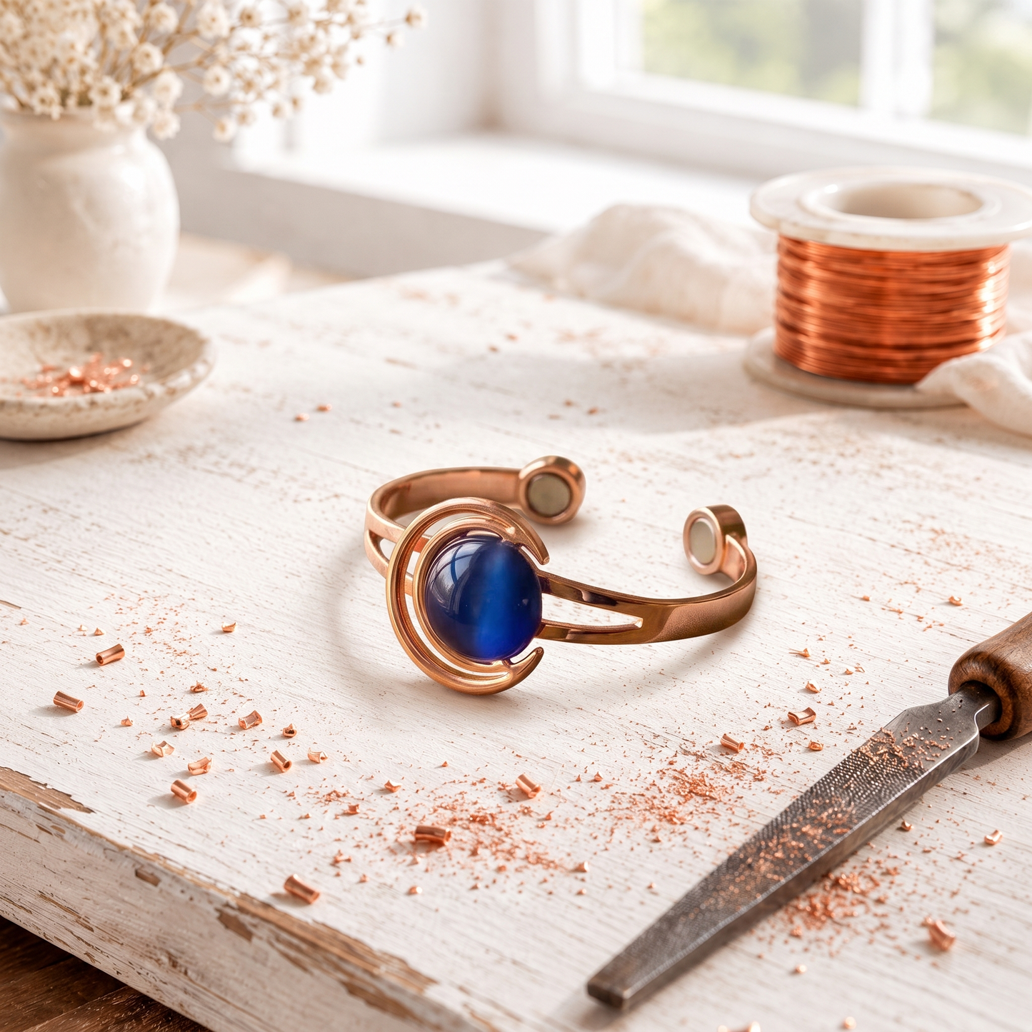 Pink Copper Crescent Bracelet