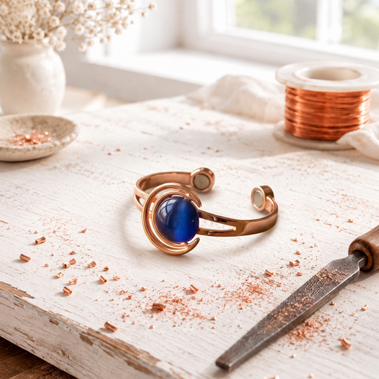 Pink Copper Crescent Bracelet