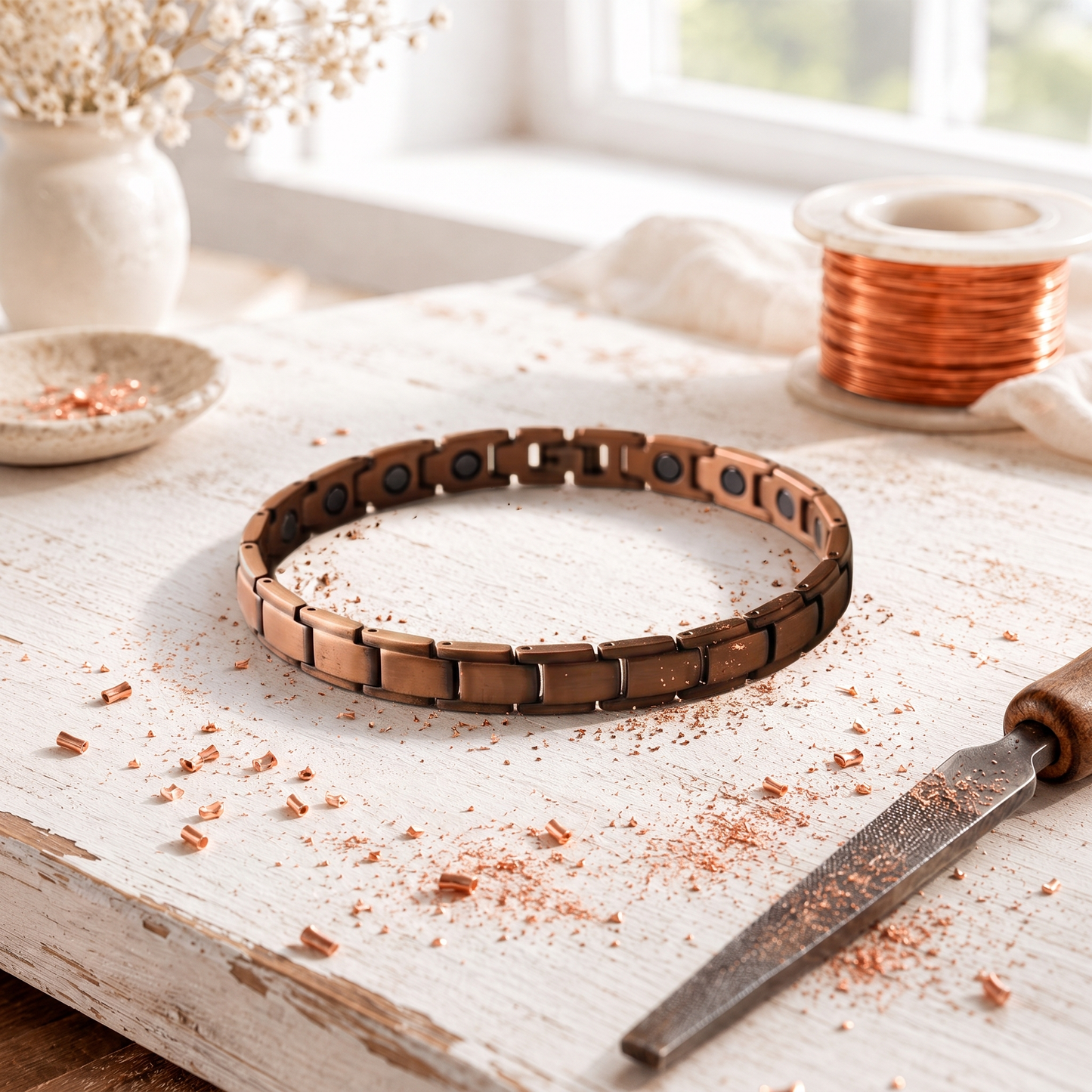 Pink Copper Cobble Bracelet