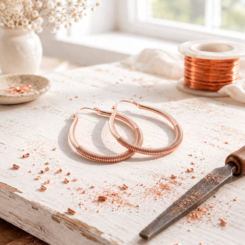 Rose Gold Copper Filigree Earrings