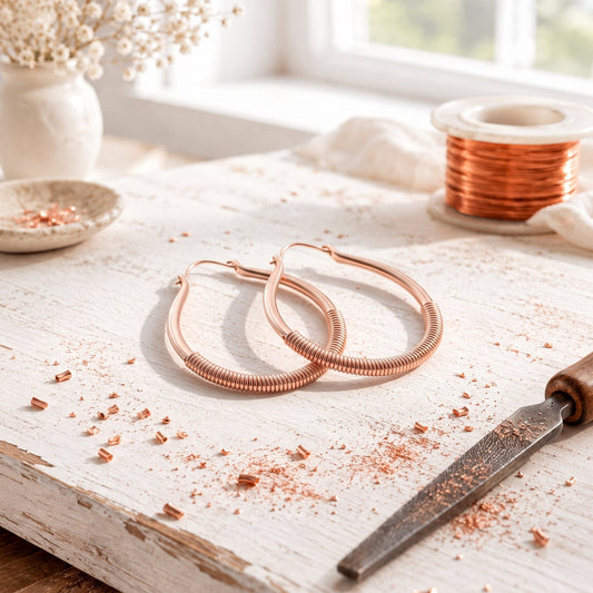 Rose Gold Copper Filigree Earrings