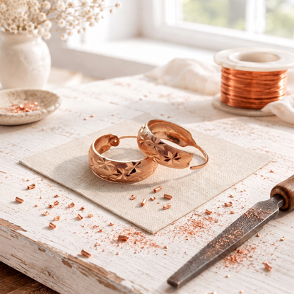 Rose Copper Starburst Earrings
