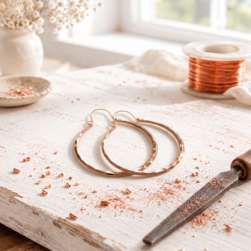Pink Glint Copper Earrings